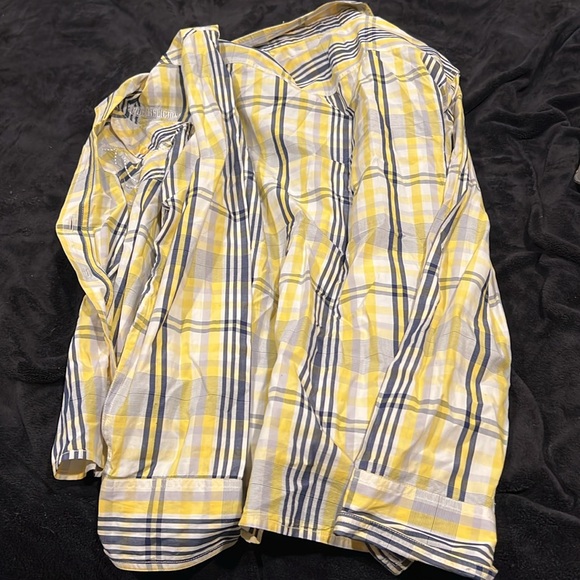 True Religion Long Sleeve Plaid Button Up Shirt Men Large Pockets Cotton - Picture 6 of 6